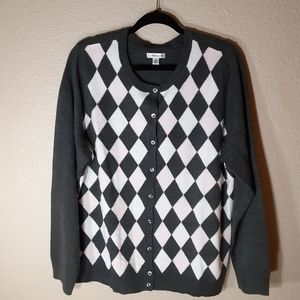 Croft & Barrow XL Argyle Print Button Up Sweater